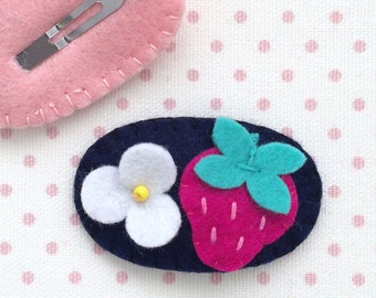 Cherry Button Felt Hair Clip For Baby Girls By Mangomommyhairclips