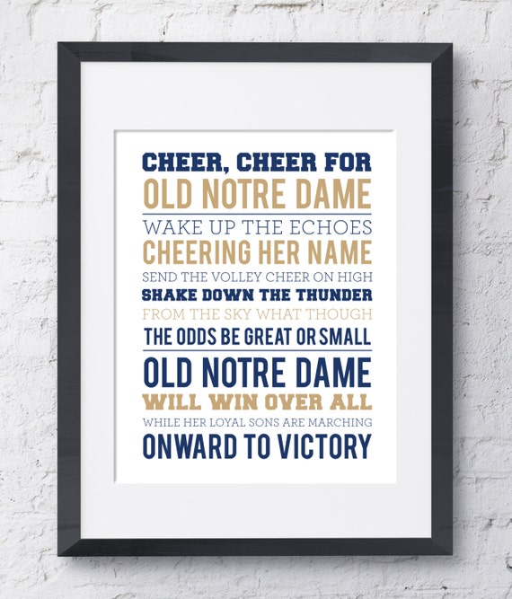 Notre Dame Fight Song Wall Art Printable Download Blue And