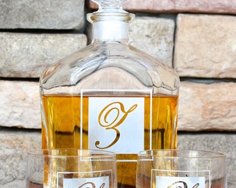 Whiskey Decanter Set - Scotch Decanter Set - Engraved Decanter - Groomsman Favor - Whiskey Gift - Liquor Decanter Set - Whiskey Glasses