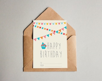 PDF PRINTABLE card happy birthday. Size A5 (148x210mm)
