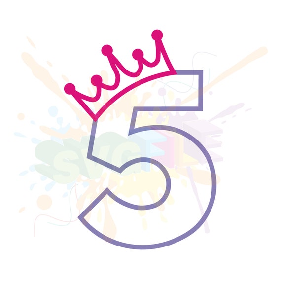 Download 5th Birthday SVG Files for Cutting Five Girl Cricut Numbers