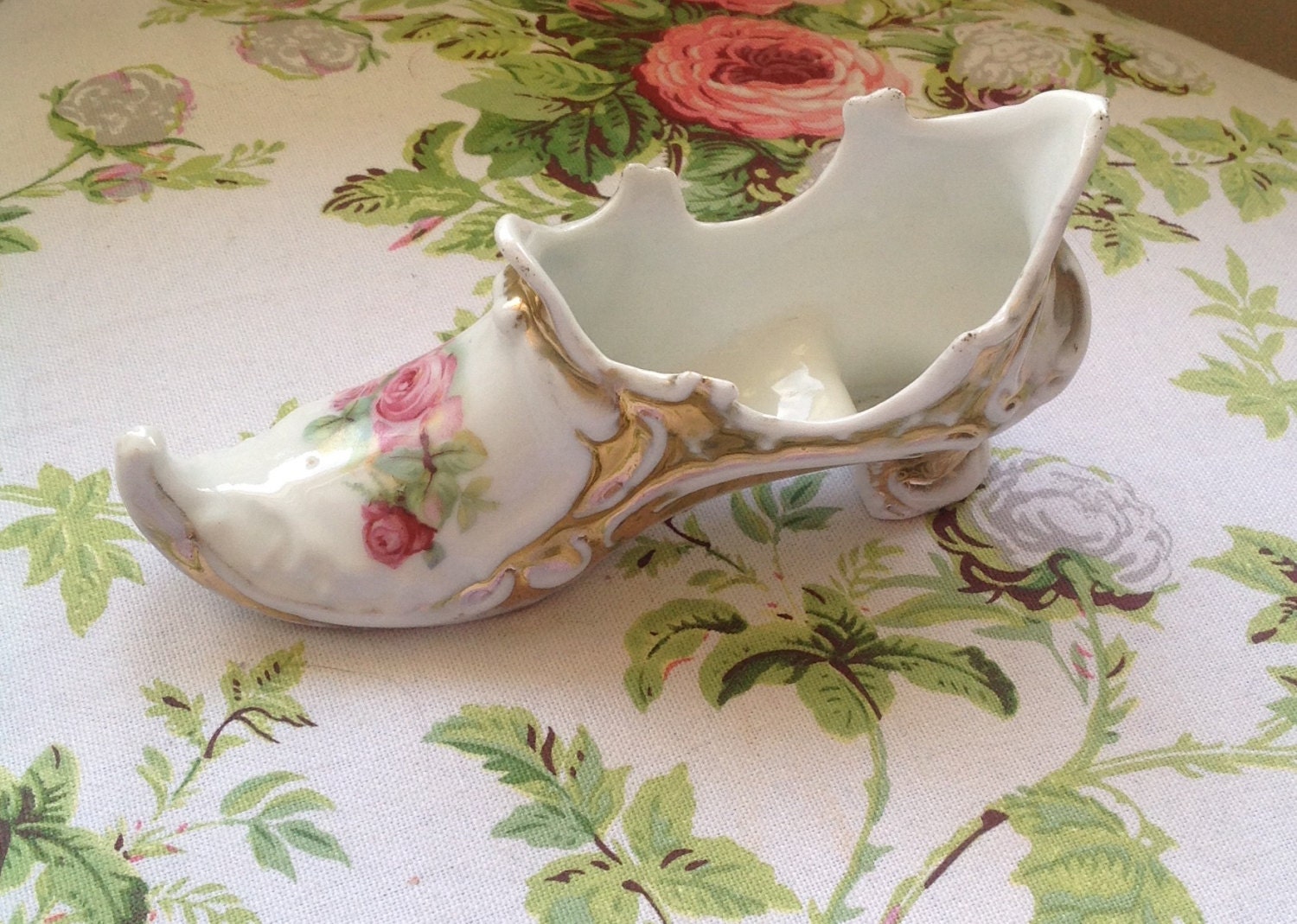 Rococo Style Porcelain Shoe/Continental Porcelain Slipper/Pink