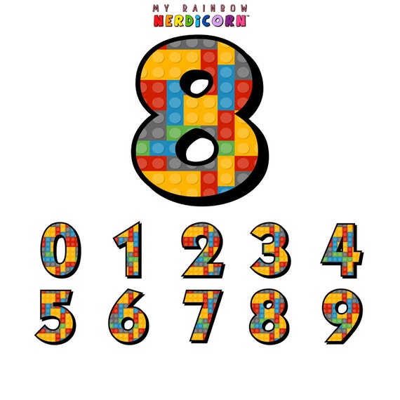 Lego brick pattern filled numbers 0 9 by MyRainbowNerdicorn