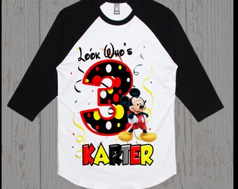 Mickey Mouse Birthday Shirt - Black Raglan Available