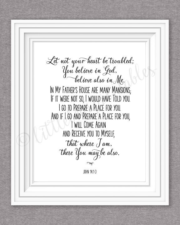 John 14:1-3 printable wall art Bible Verse quote Let not