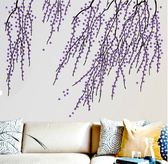 Purple Cherry Blossom Wall DecalBlowing Flower by WallArtStores