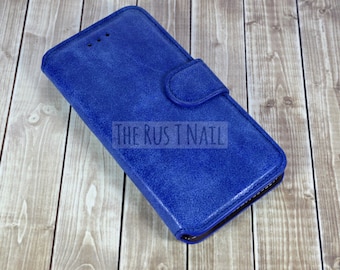 FREE SHIPPING - Blue iPhone 6s Wallet Case - Genuine Leather