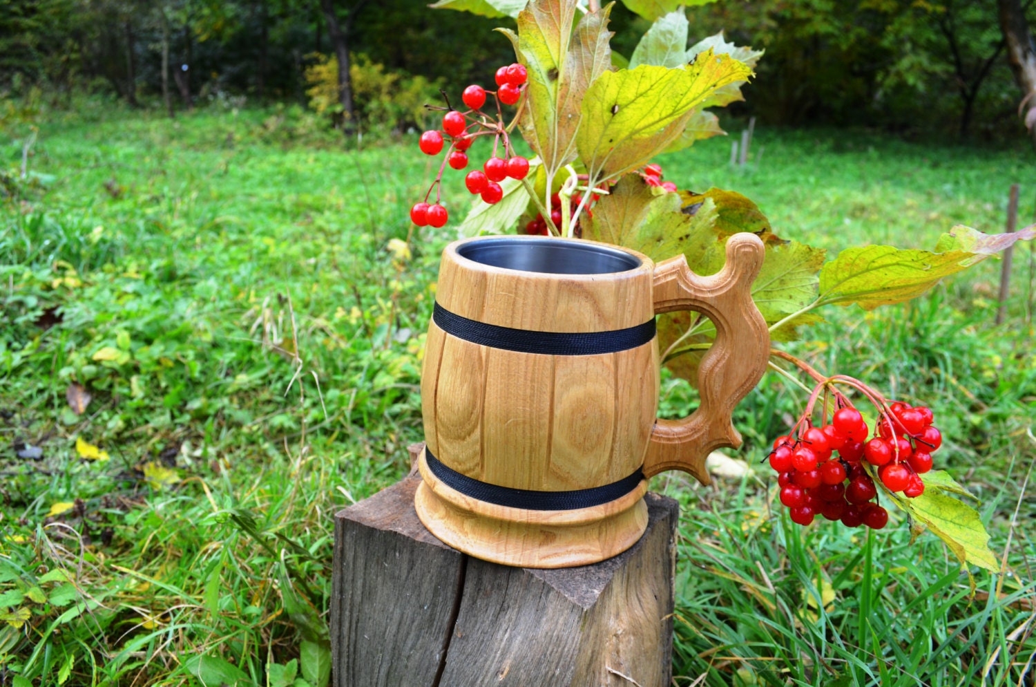 Wooden beer mug wood mug beer stein tankard cup by WoodenTreasury