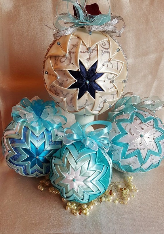 Items similar to Blue Vintage Christmas Quilted Ornament. on Etsy