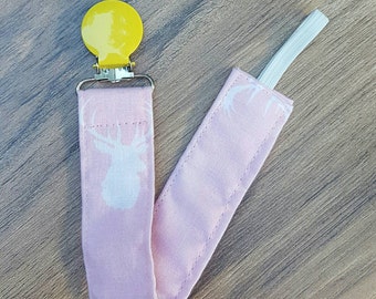 Universal Pacifier Clip- Pink deer head, mam nuk soothie gumdrop, pacifier holder, baby girl, baby shower gift, woodland
