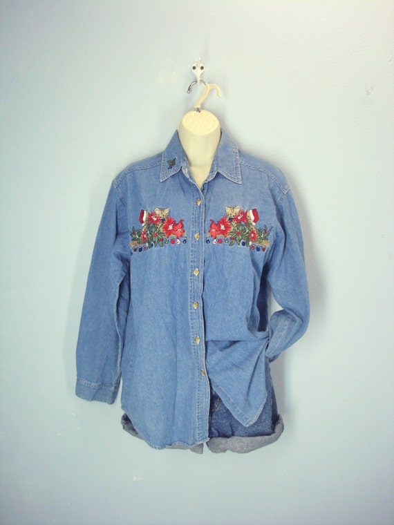 80s Denim Shirt Cat Christmas Shirt Ugly Christmas Shirt