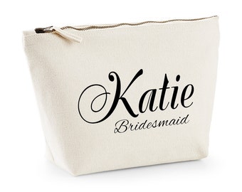 Bridesmaid gift bag, Cream Bridesmaid makeup bag, cosmetic bag, vanity bag, Personailsed bag
