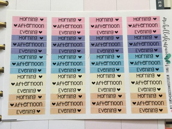 Morning Afternoon Evening Planner Sticker Boxes