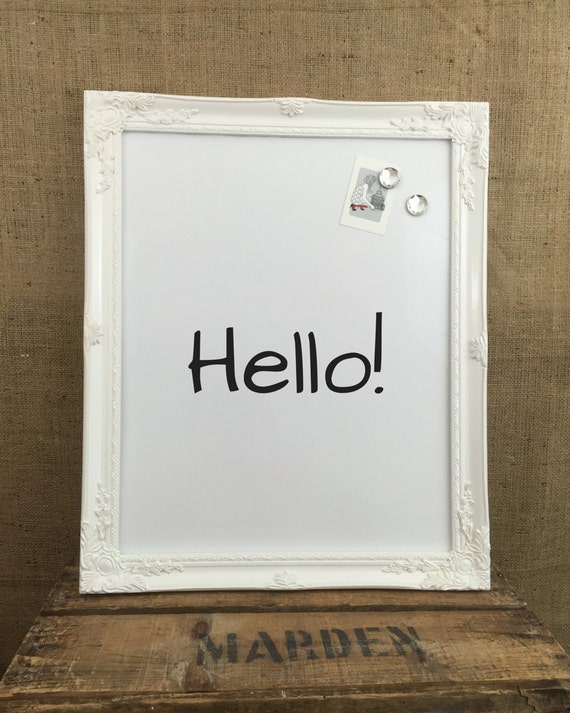 MAGNETIC WHiTEBOARD - White Framed Message Board - Home Office Bulletin Board - Kitchen Memo Board - Dry Erase Board - Magnet Board