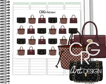 Designer Handbag Stickers *Style 1* | Planner Erin Condren Plum Planner Filofax Sticker