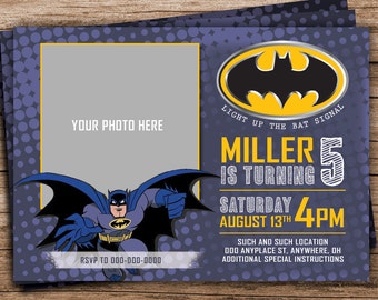 Batman Invite with Photo, Batman Birthday Party, Batman Invitation, Batman Party, Printable Batman Invitation, Photo Invitation, 452476938