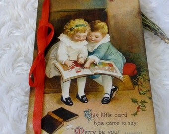 Wooden Christmas cards Greeting card Vintage style postcard Merry Christmas Victorian Christmas wood card Christmas gift for mother.