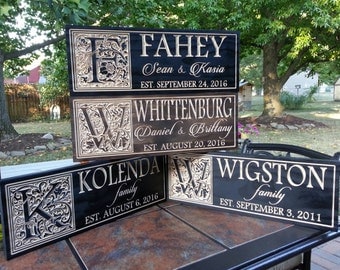 Personalized wood wedding gift, Family established sign, carved name sign, wood name sign, anniversary gift, wedding gift