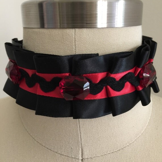 Black and Red Discreet Collar Pet Play Collar by TheFlirtyKitten