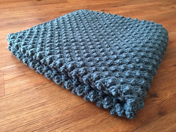 Diagonally Crocheted Puff Stitch Baby Blanket by PrettyinPicot