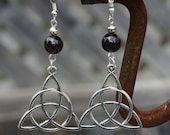 Celtic Knot and Garnet Earrings ~ Dangle Earrings ~ Mystic Knot Jewellery ~ Red Garnet Stones ~ Semi Precious Stones ~ January Birthstone