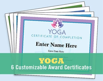 Yoga Certificates Pack, Certificate of Completion, Participation, Recognition, Achievement, Yoga Award, Yoga student, yoga instructor gift