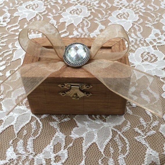 Wooden Music Jewelry Box Embellished with Sheer Satin Bow and