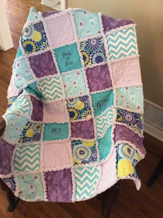 Girls Rag Quilt Purple And Teal Quilt Custom Quilt