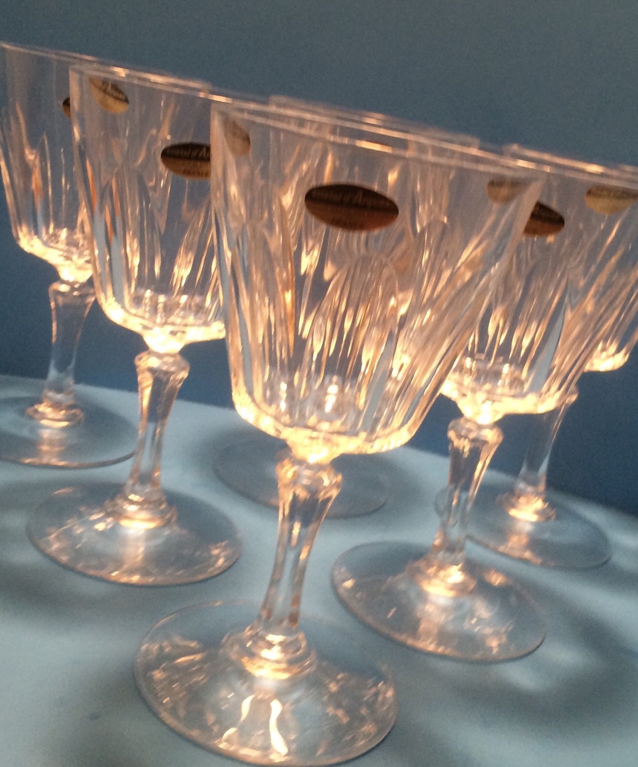 Set of 6 Petale Vintage Lead Crystal Water Goblets made by