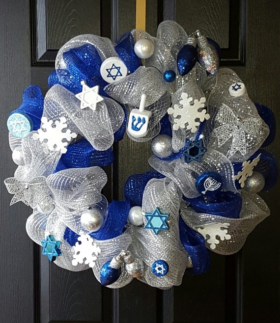 hanukkah wreath hanukkah decorations blue and silver wreath hanukkah wreath hanukkah decorations blue and silver wreath