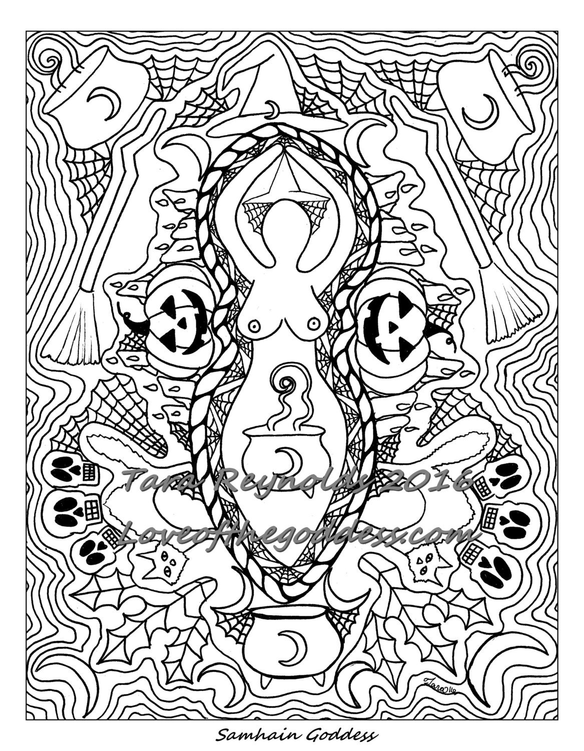 coloring page for adults samhain goddess coloring