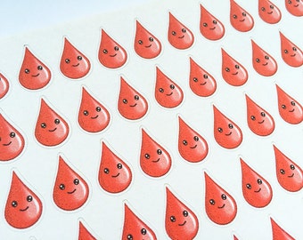 Period Stickers, Kawaii Period Stickers, Kawaii Stickers for Erin Condren, Period Tracker Stickers, Happy Planner Stickers UK, Bujo Stickers