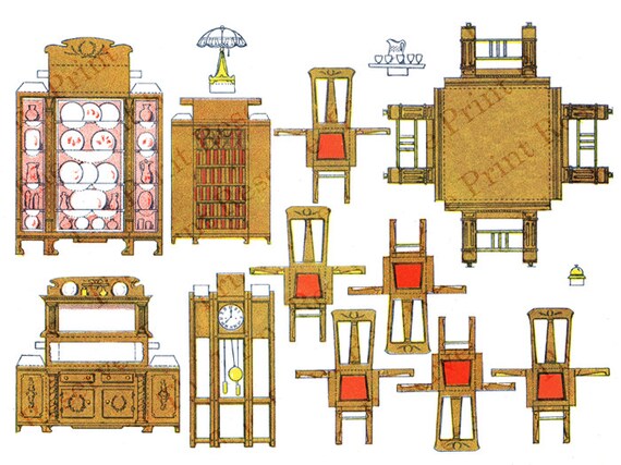 Paper Doll House Furniture Printable 2 Sheets Paper Cut Outs Antique Instant Download from ...
