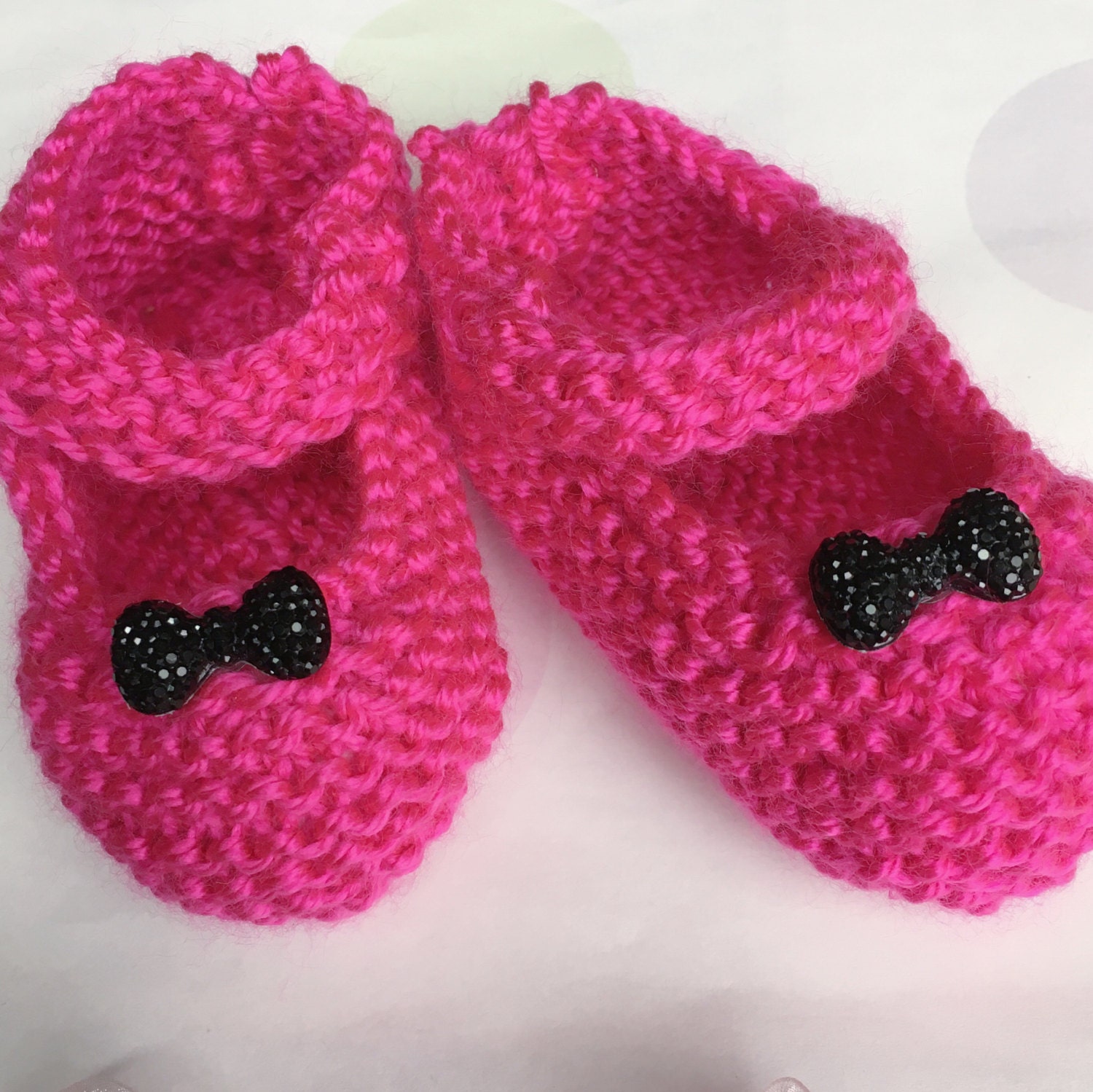 Hand Knit Baby Shoes Knit Mary Janes Pink Baby Shoes