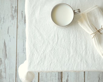 Cream Linen tablecloth - Milky-white Tablecloth with mitered corners - Simple rustic linen tablecloth - Stonewashed linen tablecloth