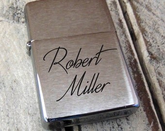 Brushed Zippo Personalized - Choose Font or ACTUAL HANDWRITING - Gift for Dad - Military - Perfect Groomsmen Gift - Sentimental Zippo