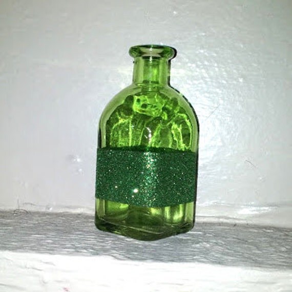 Small Green Glass Bottle Vase One Line by IdeasByJGraham on Etsy