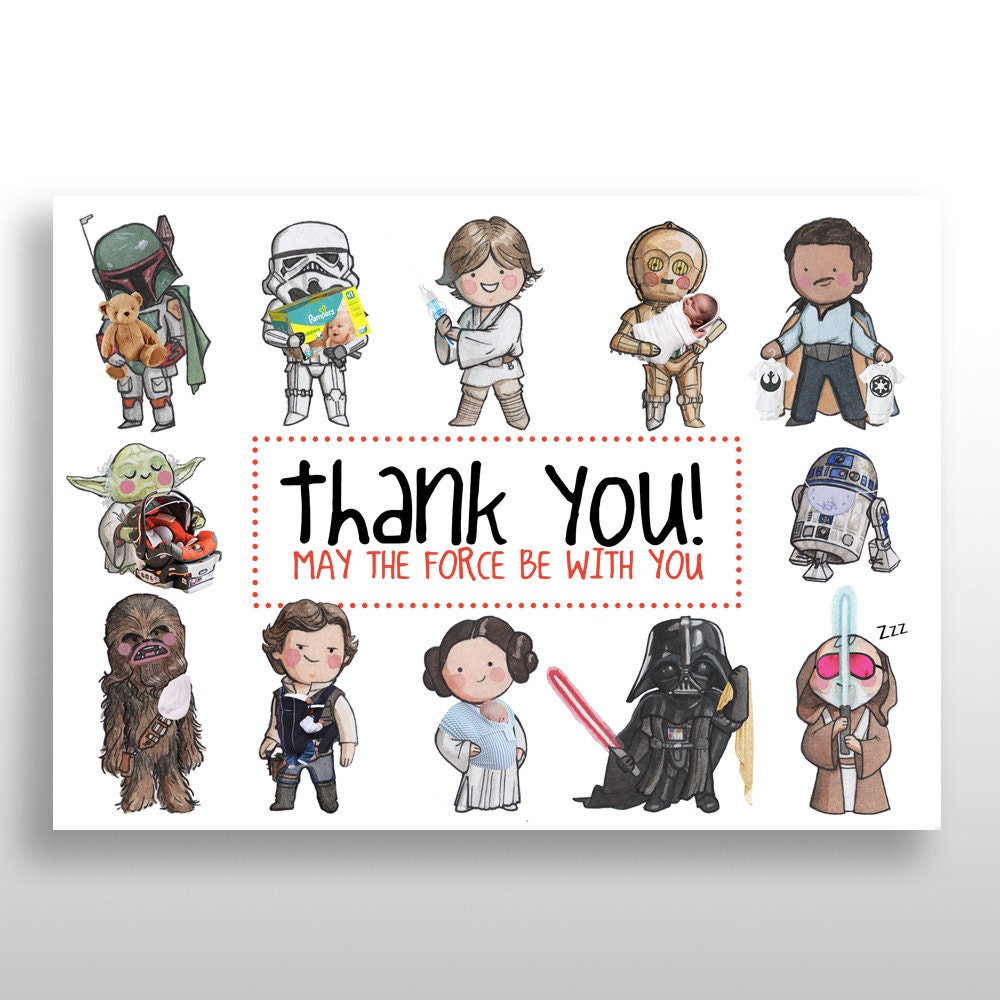 CUSTOMIZED PRINTABLE Star Wars Baby Shower Thank You Cards