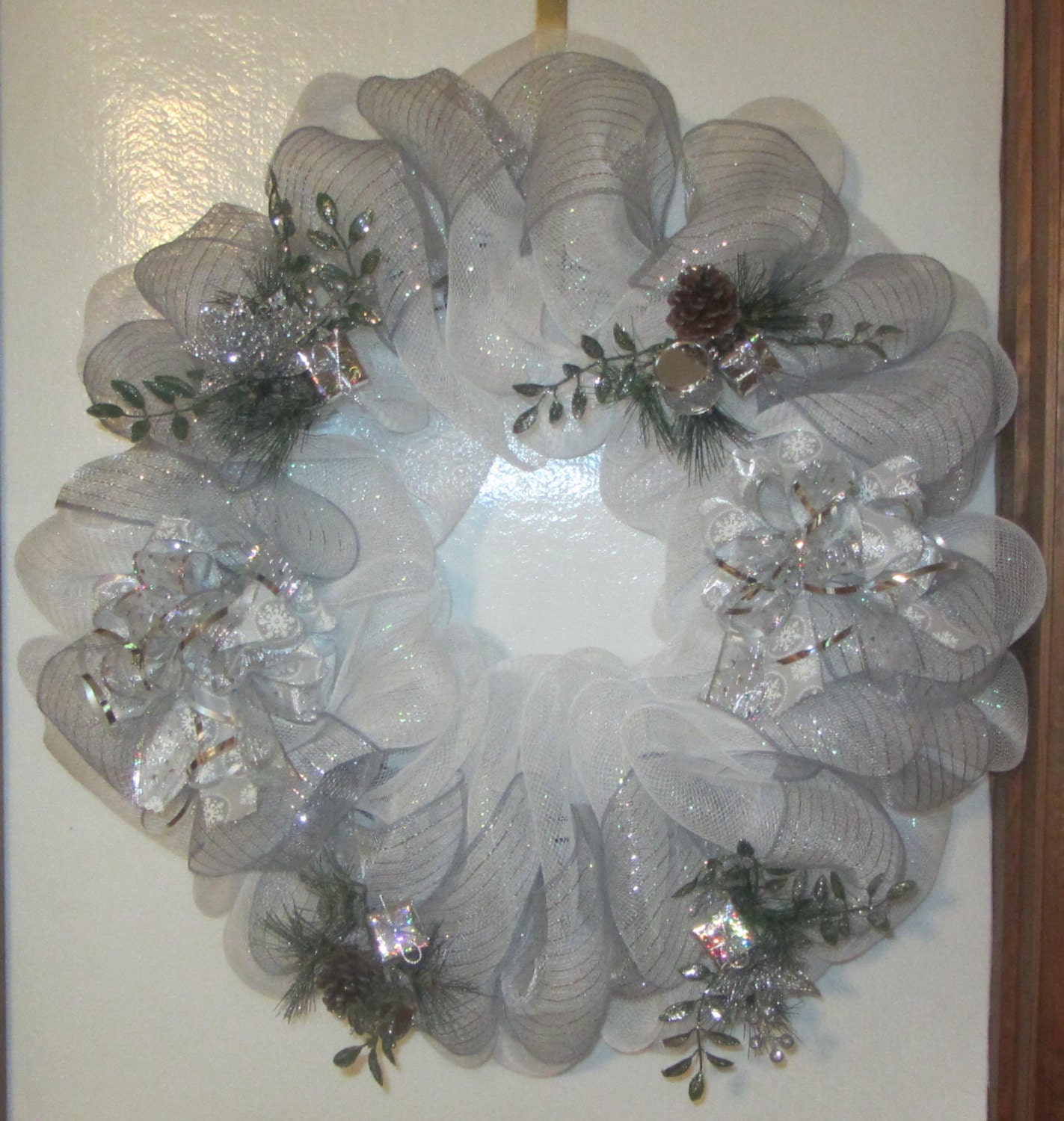 white and silver christmas deco mesh wreath sparkle wreath white and silver christmas deco mesh wreath sparkle wreath