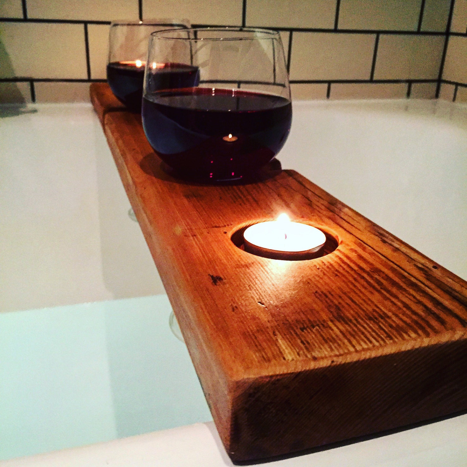 Reclaimed wood bath caddy by Lockandkeyuk on Etsy