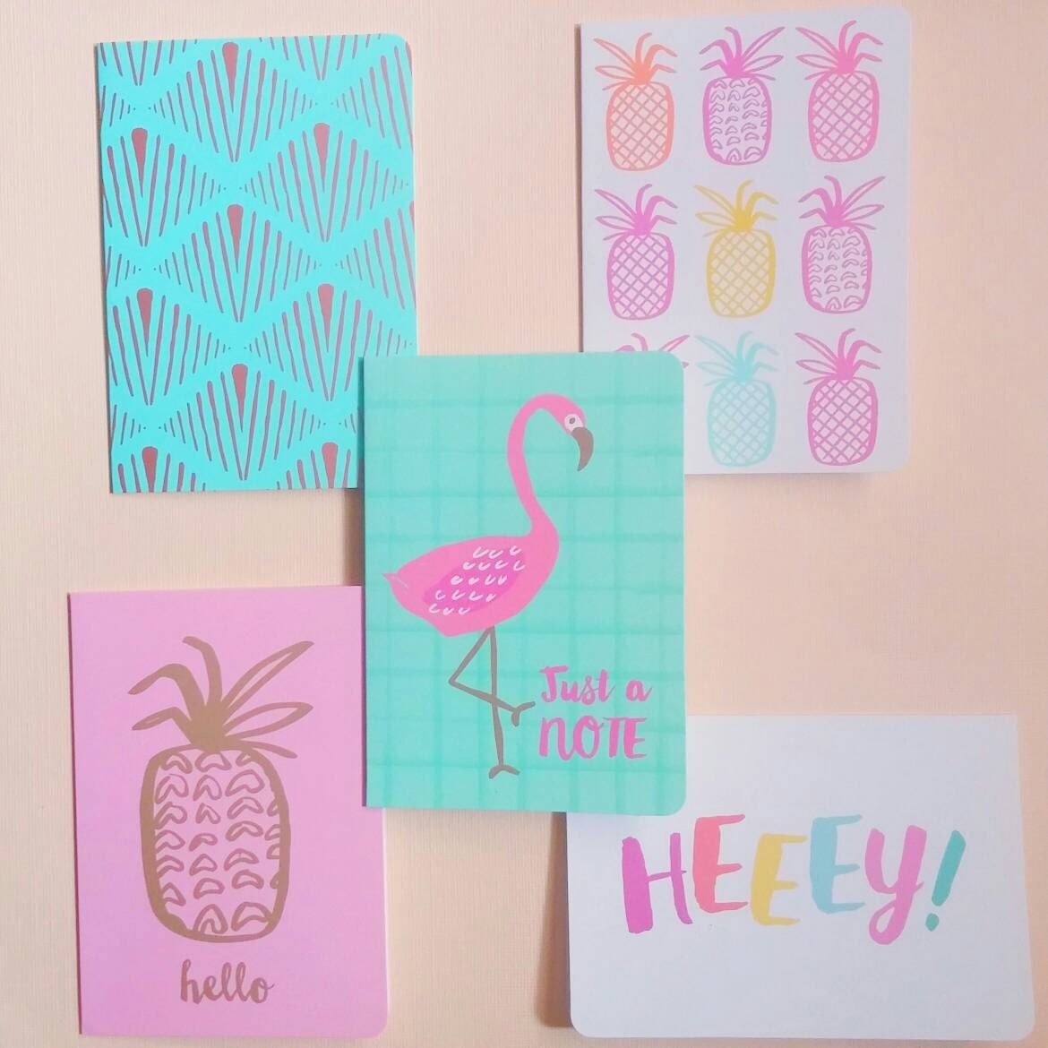 Pink and teal notecards target one spot repackaged SET OF 5