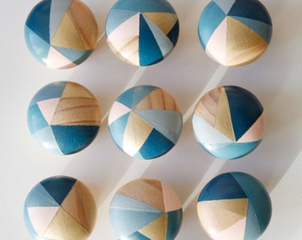 Bluebell. Hand painted colourful blue and pink door knobs handles (price per single knob)