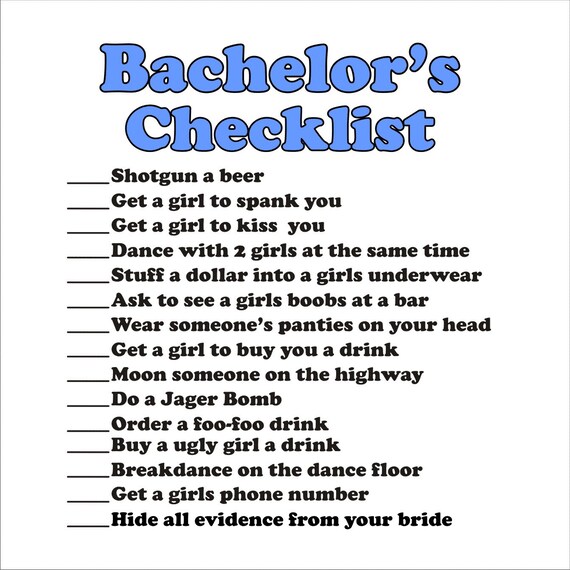 Bachelor's Checklist T-Shirt Parties Wedding Groom Party