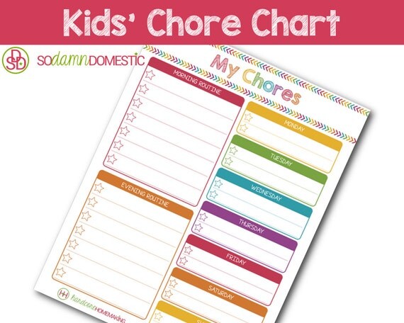Kids' Chore Chart Editable / Fillable / Printable