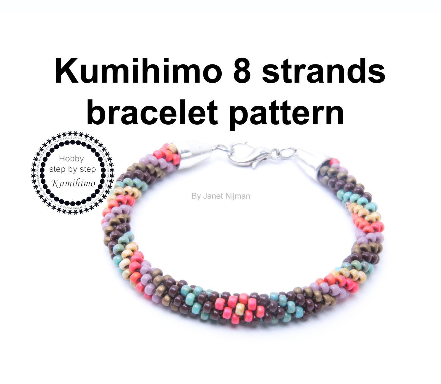 Kumihimo pattern tutorial 8 strands Multicolors Bracelet