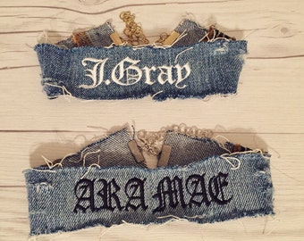 Custom Embroidered Denim Choker