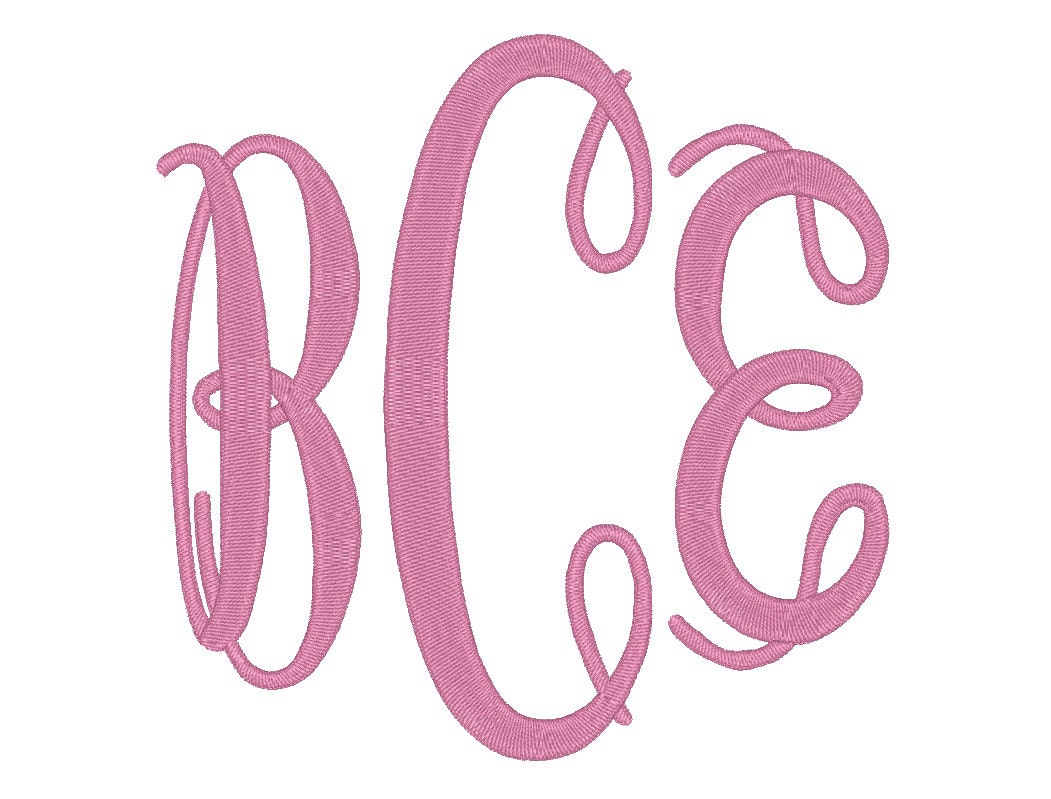 3 Size Jumbo Oval Monogram 3 Letters Embroidery Font BX fonts