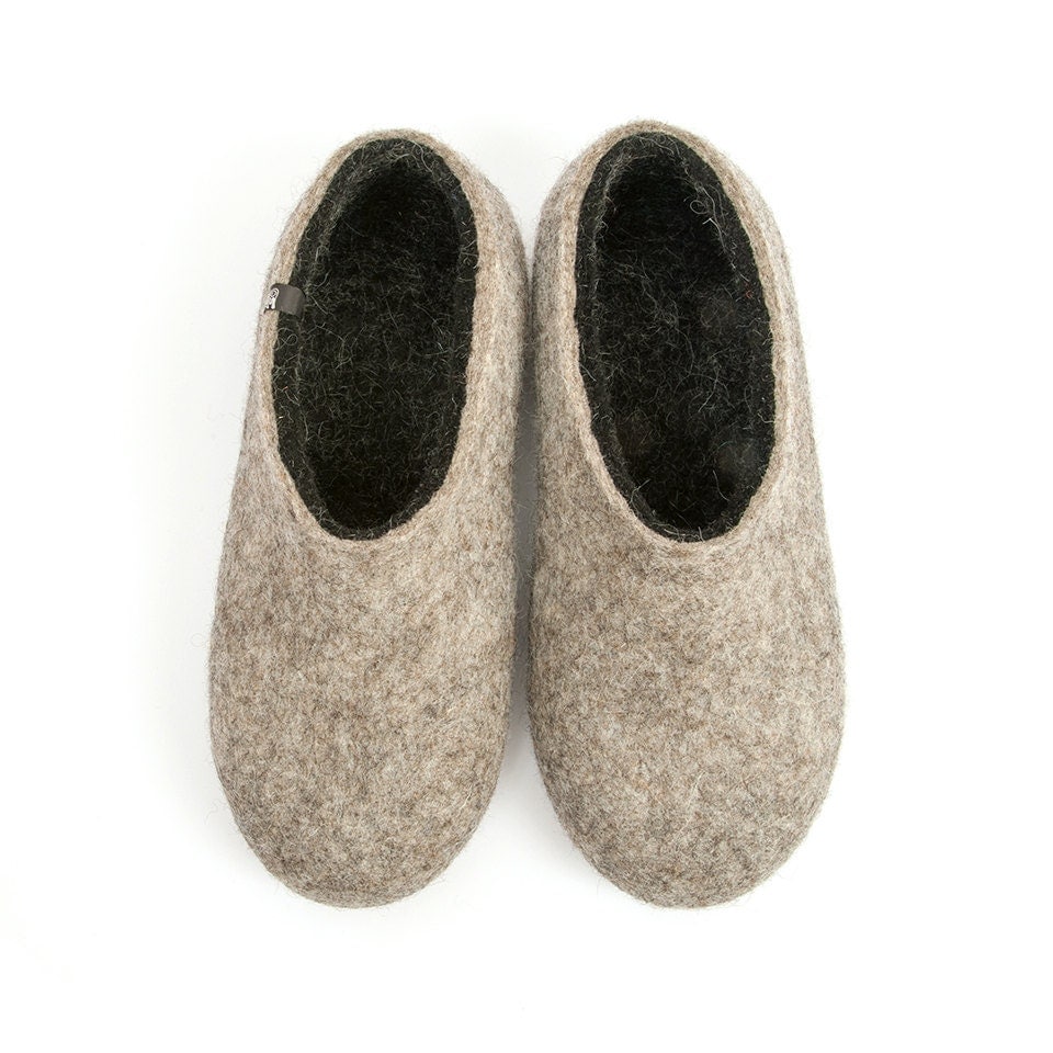 Wool Felt Slippers for Men House Shoes Organic Slippers