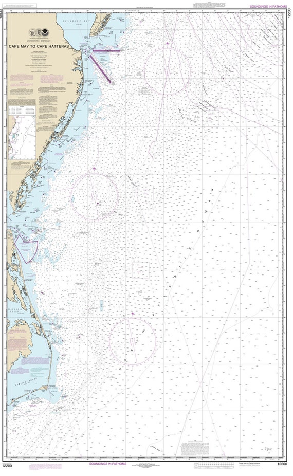 2014 Nautical Map of Cape May to Cape Hatteras