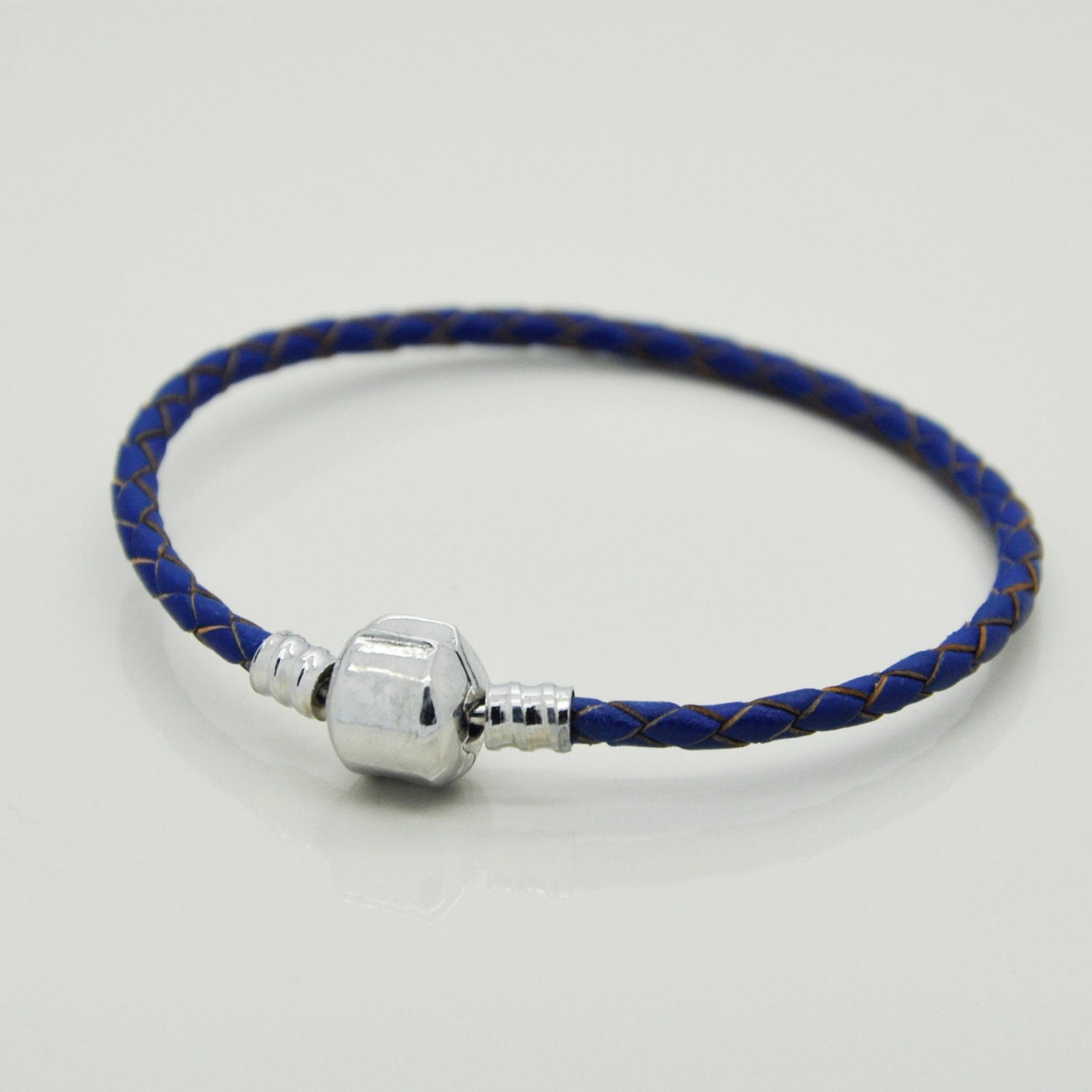 Navy Blue Leather Bracelet European Charm Leather Bracelet